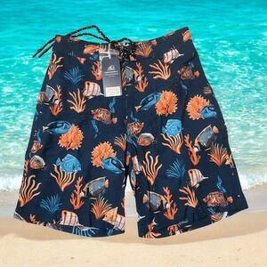 Surfside Vibrant Tropical Fish & Coral Swim Shorts‎ Men's Size XS Lined NWT